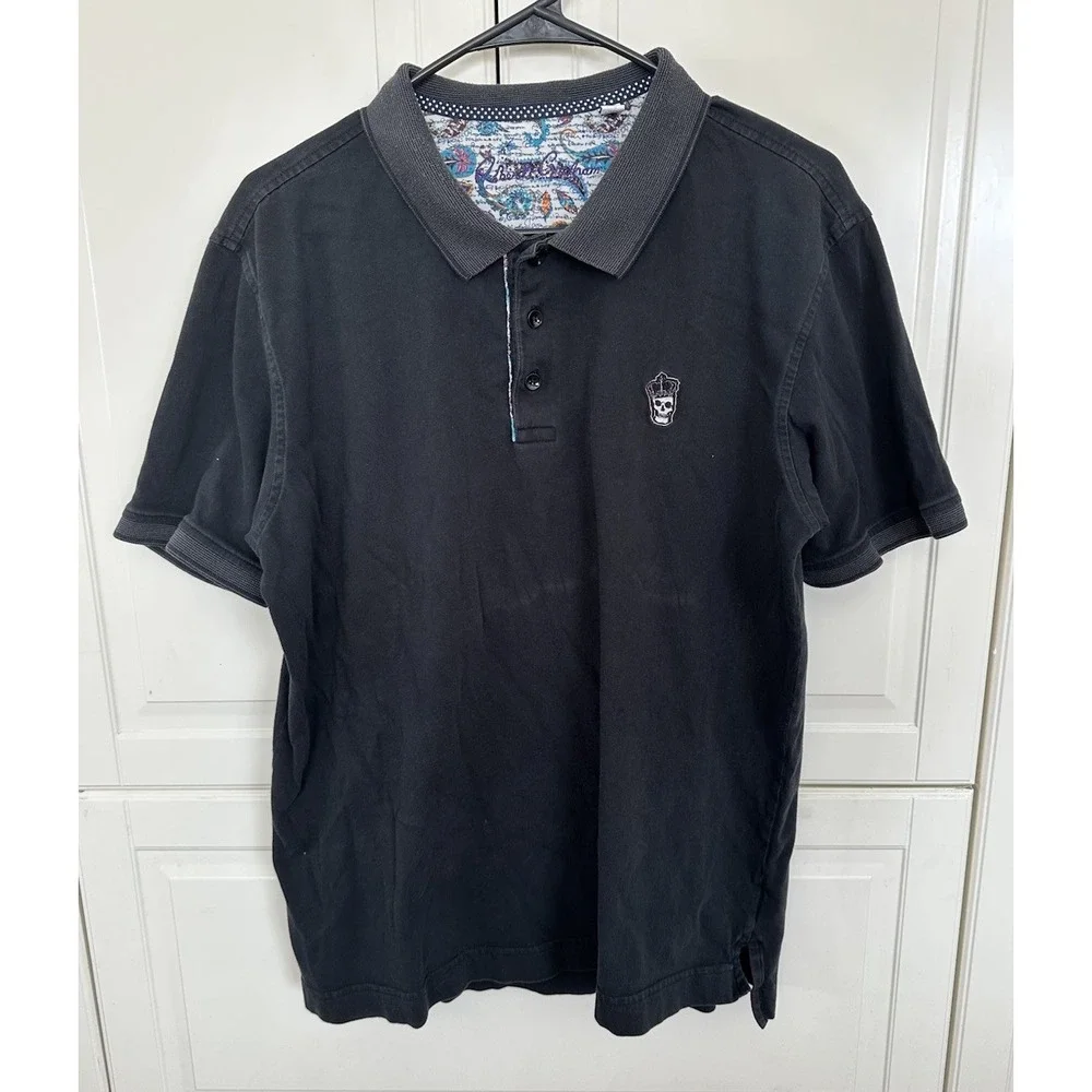Robert Graham Polo Shirt L Men Black Cotton Made in Peru Collared Shirt - Picture 2 of 6